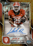 2025 Lee Beebe Jr. Bowman University Chrome 1ST BOWMAN GOLD SHIMMER REFRACTOR AUTOGRAPH 43/50 AUTO #BCA-LBJ Indiana Hoosiers