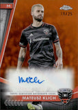 2024 Mateusz Klich Topps Chrome MLS ORANGE REFRACTOR AUTOGRAPH 19/25 AUTO #CA-MK D.C. United