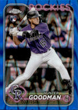 2024 Hunter Goodman Topps Chrome BLUE RAYWAVE REFRACTOR ROOKIE 7/150 RC #99 Colorado Rockies