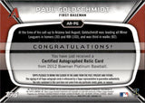 2012 Paul Goldschmidt Bowman Platinum AUTOGRAPHED RELIC BLUE REFRACTOR JERSEY #AR-PG Arizona Diamondbacks