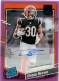2023 Chase Brown Panini Cleary Donruss RATED ROOKIE PURPLE AUTOGRAPH 29/175 RC AUTO #55 Cincinnati Bengals