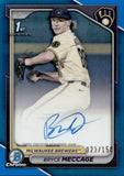 2024 Bryce Meccaage Bowman 1ST BOWMAN CHROME PROSPECT BLUE REFRACTOR AUTOGRAPH 23/150 AUTO #CPA-BME Milwaukee Brewers