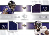 2009 Ray Lewis Ed Reed Upper Deck SP Threads DUAL THREADS GAME-USED JERSEY 134/199 #T2-LR Baltimore Ravens