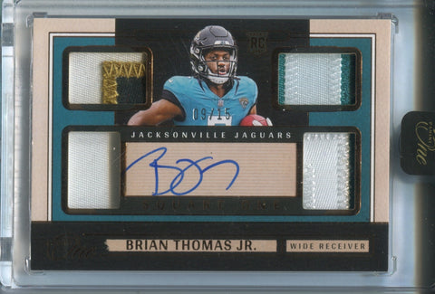2024 Brian Thomas Jr. Panini One ROOKIE BRONZE SQUARE ONE QUAD PATCH AUTO 09/15 AUTOGRAPH RELIC #66 Jacksonville Jaguars