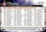 2016 Max Scherzer Topps Update BLACK 24/65 #US169 Washington Nationals