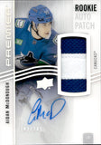 2023-24 Aidan McDonough Upper Deck Premier ROOKIE AUTO PATCH 107/249 RC AUTOGRAPH #AR-AM Vancouver Canucks