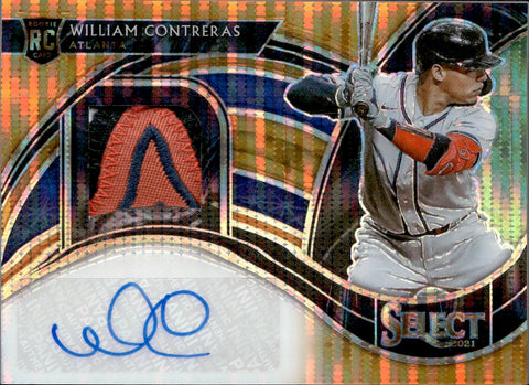 2021 William Contreras Panini Select GOLD PULSAR PRIZM ROOKIE PATCH AUTO AUTOGRAPH RC 7/10 #RJA-WI Atlanta Braves