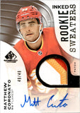 2023-24 Matthew Coronato Upper Deck SP Game Used INKED ROOKIE SWEATERS AUTOGRAPH PATCH 49/49 RC AUTO #RS-MC Calgary Flames