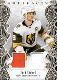 2025-26 Jack Eichel Upper Deck Artifacts GOLD MATERIAL 124/199 JERSEY #135 Vegas Golden Knights