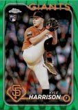 2024 Kyle Harrison Topps Chrome GREEN RAYWAVE REFRACTOR ROOKIE 19/99 RC #191 San Francisco Giants