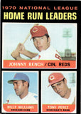 1971 Johnny Bench Billy Williams Tony Perez Topps 1970 NATIONAL LEAGUE HOME RUN LEADERS #66 Reds Cubs 1