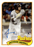 2024 Jackson Merrill Topps 1989 DESIGN ROOKIE AUTOGRAPH RC AUTO #89AU-JM San Diego Padres 2