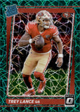 2021 Trey Lance Panini Donruss Optic RATED ROOKIE GREEN VELOCITY PRIZM RC #203 San Francisco 49ers