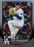 2025 Roki Sasaki Bowman Chrome ETCHED IN GLASS VARIATION ROOKIE RC SP! #12 Los Angeles Dodgers