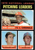 1971 Bob Gibson Gaylord Perry Fergie Jenkins Topps 1970 NATIONAL LEAGUE PITCHING LEADERS #70 Cardinals Giants Cubs BV$30