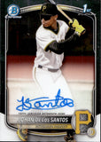 2025 Johan De Los Santos Bowman 1ST BOWMAN CHROME PROSPECT AUTOGRAPH AUTO #CPA-JDLS Pittsburgh Pirates