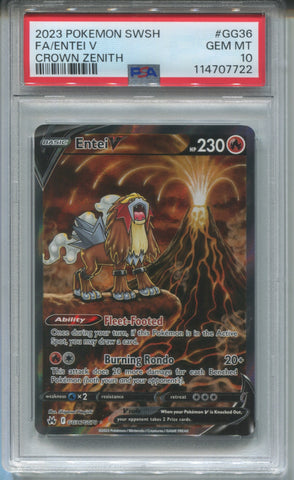 2023 Fa/Entei V Pokemon SWSH Crown Zenith PSA 10 #GG36 7722