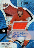 2021-22 Matthew Phillips Upper Deck Allure ROOKIE BLUE LINE AUTO JERSEY 9/75 AUTOGRAPH #118 Calgary Flames