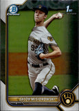 2022 Jacob Misiorowski Bowman Draft CHROME 1ST BOWMAN #BDC-132 Milwaukee Brewers