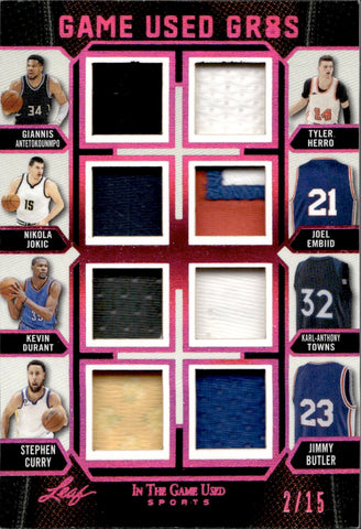 2024 Antetokounmpo Jokic Durant Curry Herro Embiid Towns Butler Lead In the Game Used GR8s PINK PATCH JERSEY 02/15 RELIC GUG-3 Bucks Nuggets Thunder Warriors Heat 76ers Timberwolves