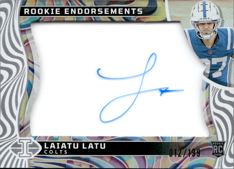 2024 Laiatu Latu Panini Illusions ROOKIE ENDORSEMENTS AUTOGRAPH RC AUTO 012/199 #RE-LLU Indianapolis Colts