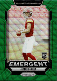 2024 Jayden Daniels Panini Prizm EMERGENT GREEN PRIZM ROOKIE RC #2 Washington Commanders