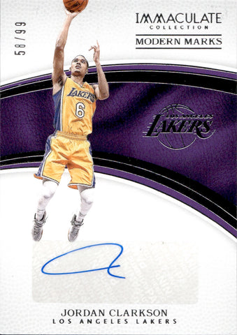 2016-17 Jordan Clarkson Panini Immaculate MODERN MARKS AUTO 58/99 AUTOGRAPH #MM-JCL Los Angeles Lakers