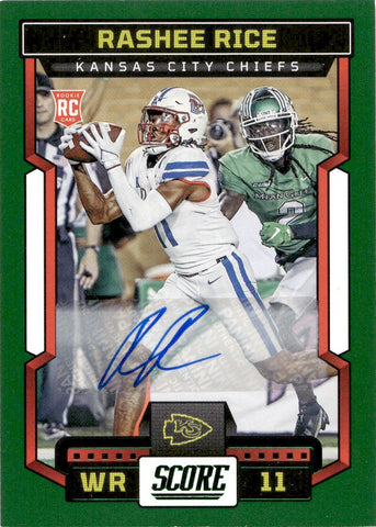 2023 Rashee Rice Panini Score GREEN ROOKIE AUTO AUTOGRAPH RC #352 Kansas City Chiefs