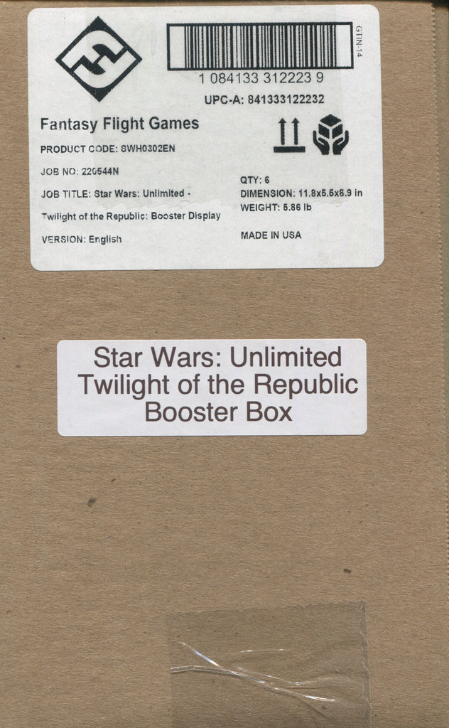 Star Wars: Unlimited Twilight of the Republic, 6 Booster Box Case Star Wars: Unlimited Twilight of the Republic, 6 Booster Box Case