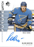 2019-20 Klim Kostin Upper Deck SP Authentic FUTURE WATCH ROOKIE AUTOGRAPH 653/999 RC AUTO #246 St. Louis Blues