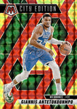 2024-25 Giannis Antetokounmpo Panini Mosaic CITY EDITION CHOICE FUSION RED & YELLOW MOSAIC PRIZM 48/75 #282 Milwaukee Bucks