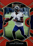 2020 Lamar Jackson Panini Select CONCOURSE RED PRIZM 33/99 #3 Baltimore Ravens