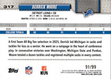 2026 Derrick Moore Topps GREEN & BLUE HOLO FOIL ROOKIE 91/99 RC #317 Detroit Lions