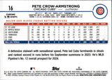 2024 Pete Crow-Armstrong Topps Chrome PINK REFRACTOR ROOKIE RC #16 Chicago Cubs
