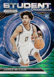 2024 Jared McCain Panini Prizm Draft Picks STUDENT ORIENTATION GREEN PULSAR PRIZM ROOKIE 6/25 RC #20 Philadelphia 76ers Duke Blue Devils