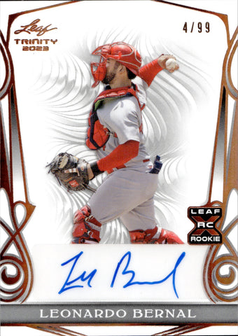 2023 Leonardo Bernal Leaf Trinity BRONZE AUTOGRAPH ROOKIE AUTO RC 4/99 #BA-LB1 St. Louis Cardinals