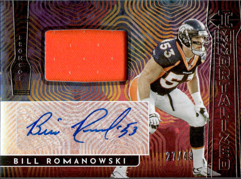 2022 Bill Romanowski Panini Illusions IMMORTALIZED JERSEY AUTO 27/49 AUTOGRAPH RELIC #IJA-BR Denver Broncos