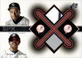 2001 Bernie Williams Reggie Jackson Upper Deck SPx WINNING MATERIALS DUAL GAME-USED JERSEYS #BW-RJ New York Yankees
