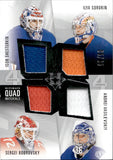 2024-25 Igor Shesterkin Ilya Sorokin Sergei Bobrovsky Andrei Vasilevskiy Upper Deck Ultimate QUAD MATERIALS 5/65 GAME-USED JERSEYS #QM-SSBV Rangers Islanders Panthers Lightning *BACK DAMAGE*