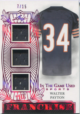 2024 Walter Payton Leaf In the Game Used PINK THE FRANCHISE TRIPLE JERSEY 07/15 RELIC #TR-WP1 Chicago Bears HOF