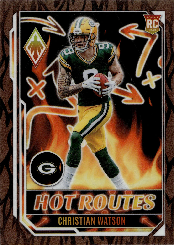 2022 Christian Watson Panini Phoenix BRONZE HOT ROUTES 28/50 ROOKIE RC