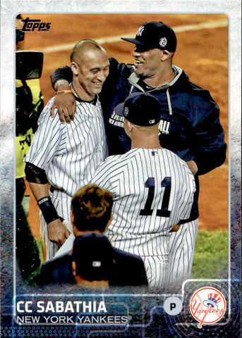 2015 CC Sabathia Topps SERIES 2 WITH DEREK JETER SP PHOTO VARIATION #468 New York Yankees