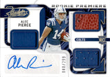 2022 Alec Pierce Panini Absolute ROOKIE PREMIERE AUTOGRAPH MATERIALS 40/299 JERSEY PATCH FOOTBALL RC AUTO #221 Indianapolis Colts