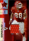 2007 Tony Gonzalez Donruss Leaf Rookies & Stars LONGEVITY GAME-WORN JERSEY 211/250 #94 Kansas City Chiefs