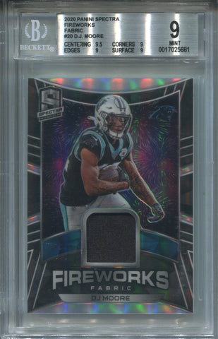 2020 DJ Moore Panini Spectra FIREWORKS FABRIC JERSEY 75/99 RELIC BGS 9 #20 Carolina Panthers 5681