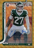 2025 Malachi Moore Topps Chrome GOLD WAVE REFRACTOR AUTOGRAPH ROOKIE 13/50 AUTO RC #RRA-MM New York Jets