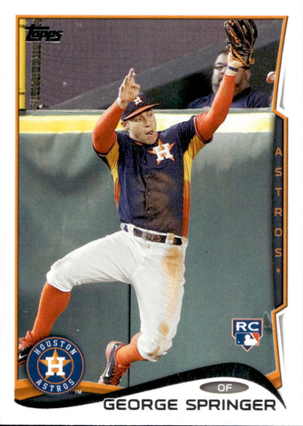 2014 George Springer Topps Update Series JUMPING CATCH ROOKIE SP PHOTO VARIATION RC #US-10 Houston Astros
