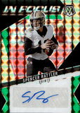 2025 Spencer Rattler Panini Mosaic IN FOCUS BLACK & GREEN PRIZM AUTOGRAPH 2/25 AUTO #IFS-SRR New Orleans Saints