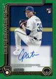 2025 Chad Patrick Topps Update GREEN FOIL AUTOGRAPH ROOKIE 5/99 AUTO RC #US307 Milwaukee Brewers