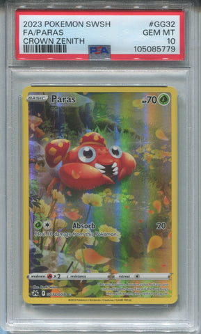 2023 FA/ Paras Pokemon SWSH CROWN ZENITH PSA 10 #GG32 5779